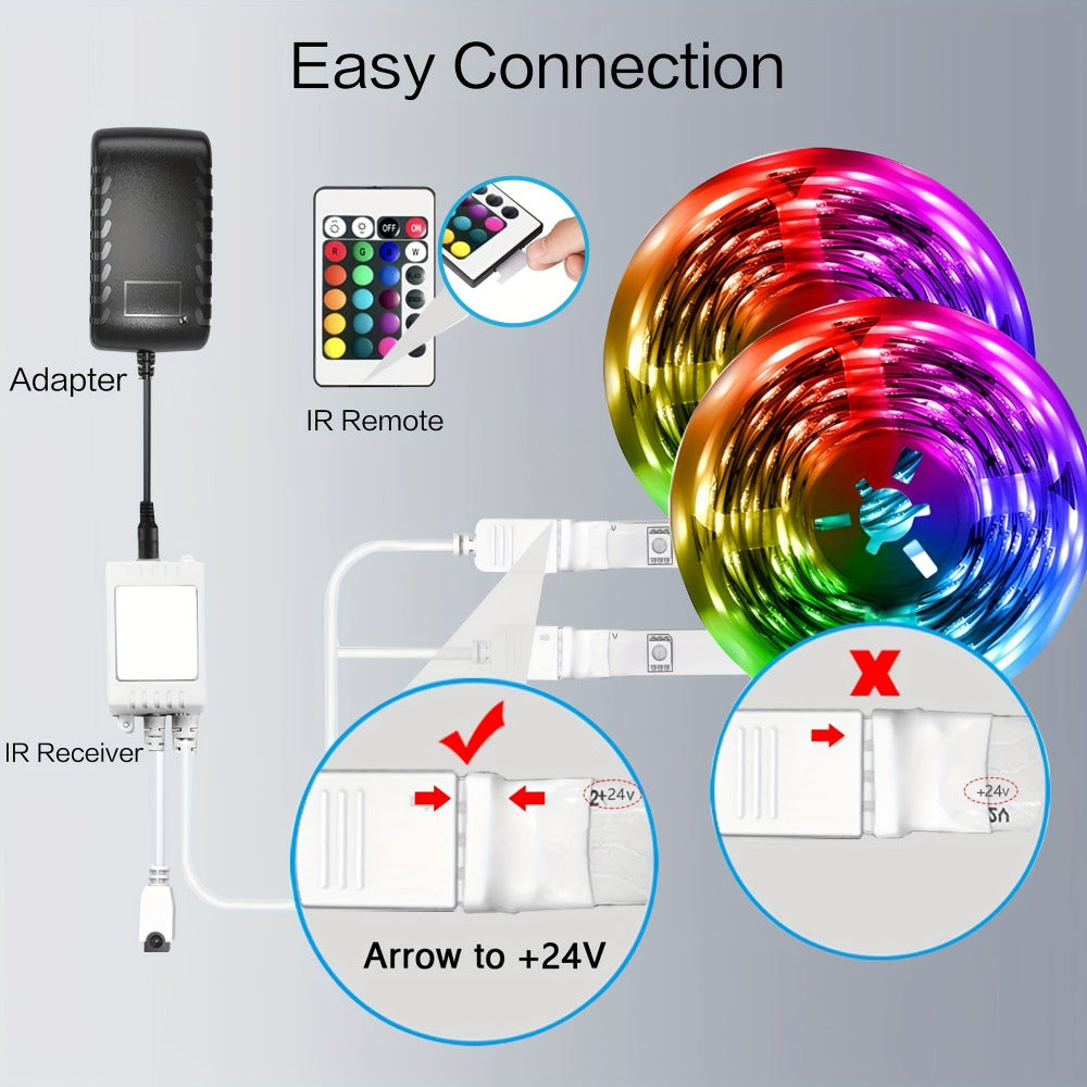 Music Sync LED Strip Lights with APP & 24-Key Remote - RGB Color Changing Built-in Mic USB Plug-and-Play 100FT 130FT 200FT for Bedroom Gaming Room Party Holiday Home Decoration