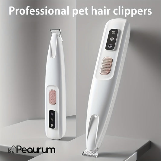 Pet Grooming Clippers USB & Battery Powered - Low Noise Electric Hair Trimmer for Cats Small Dogs, Cordless Rechargeable Pet Clipper for Face Paws Body, Portable Travel Grooming Tool, White