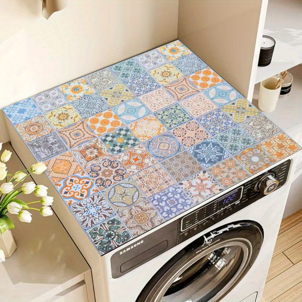 Rectangular Washing Machine Top Mat with Five Mosaic Pattern Checkout Options, 23.62 × 19.69 Inches