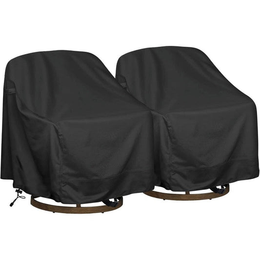 Swivel Patio Chair Covers Waterproof 2 Pack, Heavy Duty Outdoor Furniture Covers 27.5"W x 32.5"D x 43"H, All-Weather UV & Wind Resistant Protection for Terrace Balcony Garden Chairs, Black