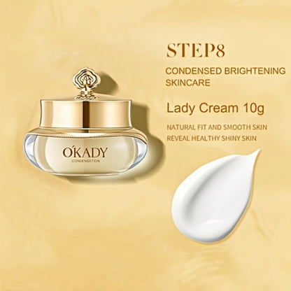 Skincare Set with OKADY Label, 9 Ginseng Products Including Cleanser Toner Essence Serum and Creams