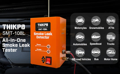 Automotive Smoke Machine Leak Tester with Built-in Air Pump, EVAP Vacuum Pipe & Fuel System Leak Detector, 12V DC Car Diagnostic Tool with Cone Adapters & Smoke Hose Kit