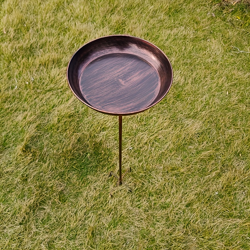 Garden Bird Station Options with 87.99-Inch Four-Hook Pole, Round Feeder or Leaf-Accent Bath
