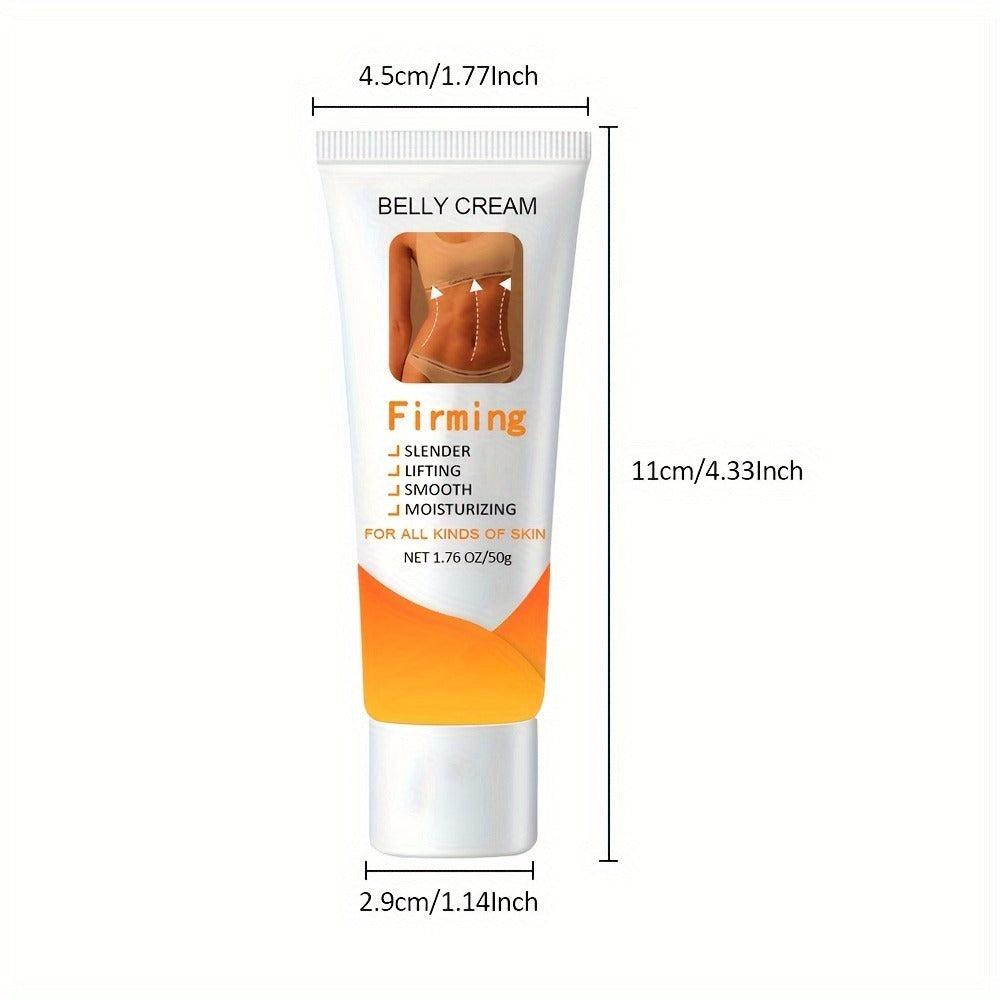 Body Moisturizer 50g Belly Cream in Squeeze Tube with White Cream Texture for Abdomen, Buttocks and Thigh Massage