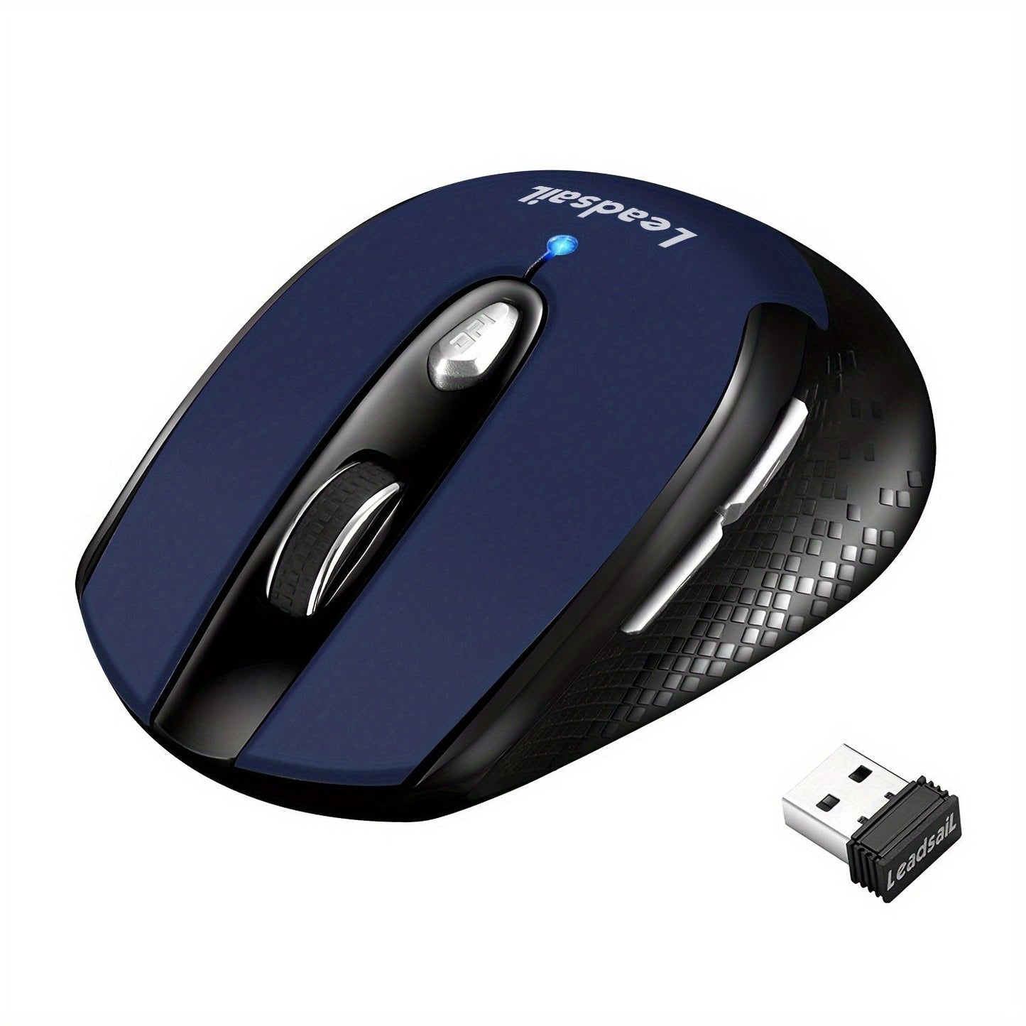Six-Button 2.4 GHz Wireless Mouse with USB Receiver, Three DPI Levels and Blue or Gold Finish