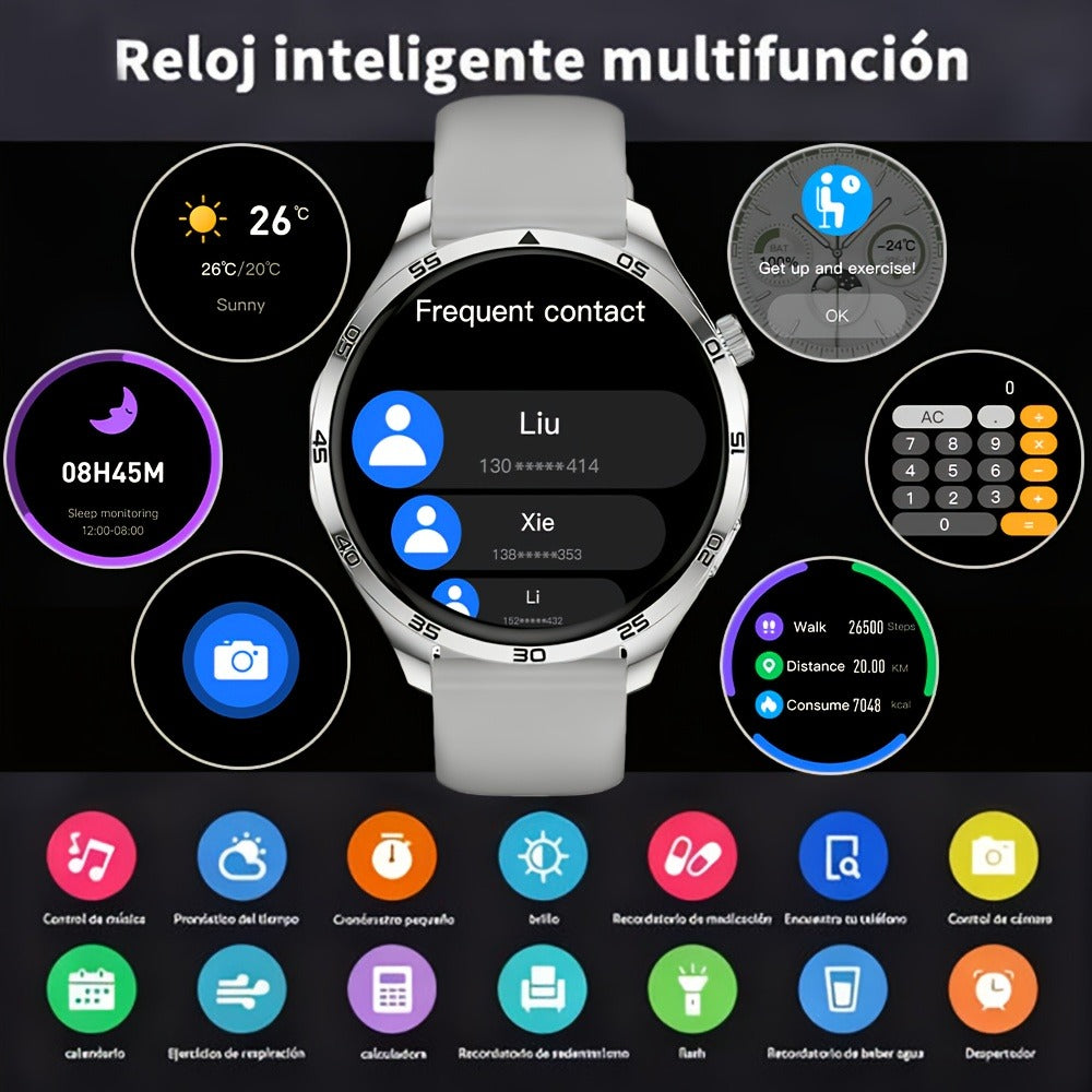 Smart Watch Round Display with Wireless Calling, LED Flashlight, Remote Camera Control and Two Colors