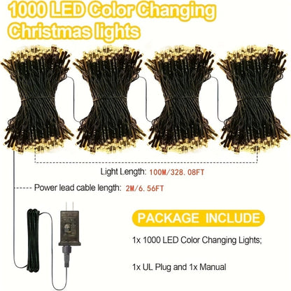 1000 LED 328ft Fairy String Lights Outdoor - Warm White Twinkle Gypsophila Style, 8 Modes, Flexible Wire for Garden, Patio, Backyard, Wedding, Party, Christmas & Bedroom Decoration
