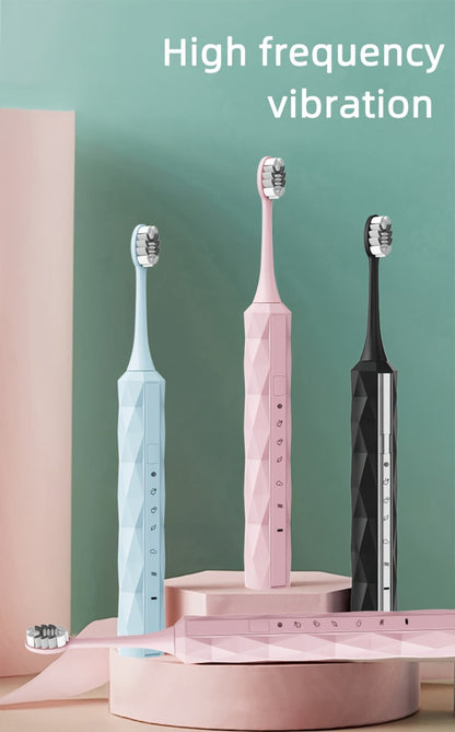 Electric Toothbrush with IPX8 Rating, Five Brush Heads, Metal Handle, USB Charging and Two-Minute Timer