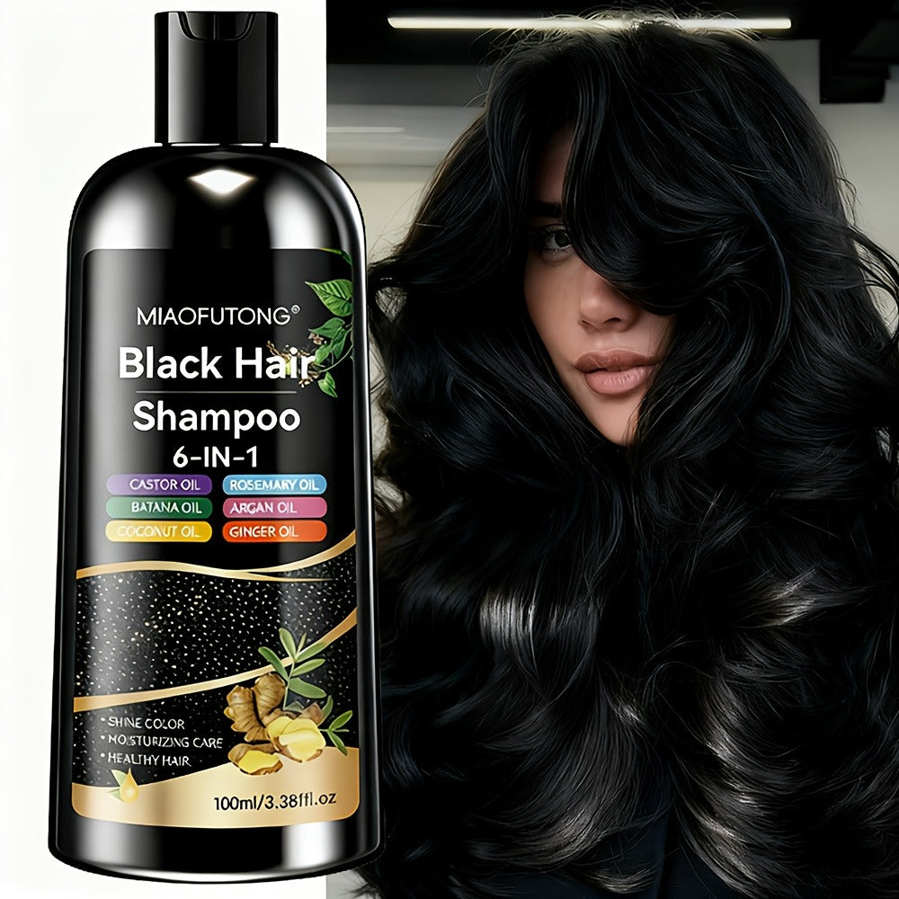 Hair Color Shampoo, MIAOFUTONG 6-in-1 100ml Black Color Bottle with a Single-Bottle Option