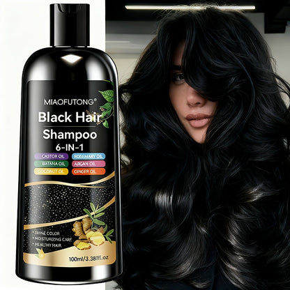 Hair Color Shampoo, MIAOFUTONG 6-in-1 100ml Black Color Bottle with a Single-Bottle Option