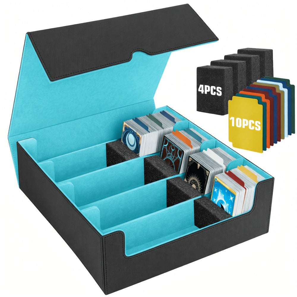 Five-Row Trading Card Storage Box with 48 Dividers, Five Foam Supports and 3200+ or 4000+ Capacity Options