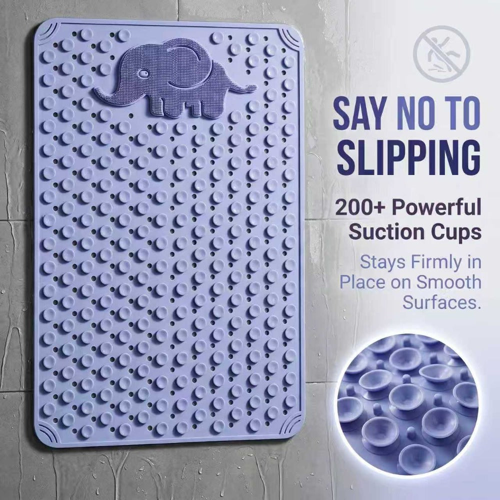 Perforated Suction-Cup Bathtub Mat with 75 × 43 cm Size, Blue or Light Gray Options and Full-Surface Drain Holes
