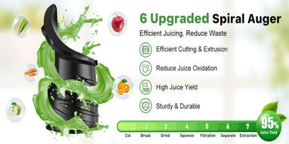 Cold Press Juicer Masticating – 350W Slow Juicer with Wide Feed Chute, 50RPM Fine Grinding, High Juice Yield, Easy to Clean, Safe Bladeless Design for Whole Fruits & Vegetables, Black & Pink