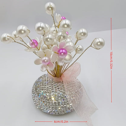 Crystal-Style Flower Decorations for Car Console or Home Display in Six Piece-Count and Color Styles