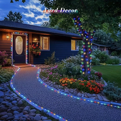 RGB Solar Rope Light with 100 LEDs, 33-Foot Clear Tube and Eight Pictured Lighting Modes for Patio Decor