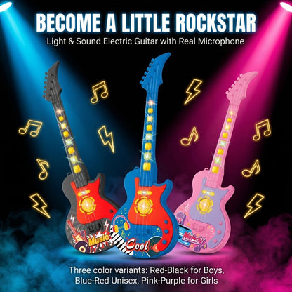 Kids Electric Guitar Toy with Microphone, Lights & Sounds – Musical Instrument Toy for Toddlers Ages 3-8, Birthday Gift for Boys & Girls
