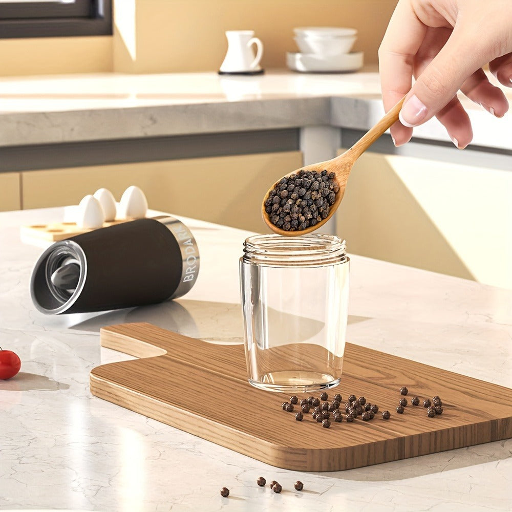 BRODARK Gravity-Activated Spice Grinder with Blue LED, Adjustable Grind and One- or Two-Piece Options