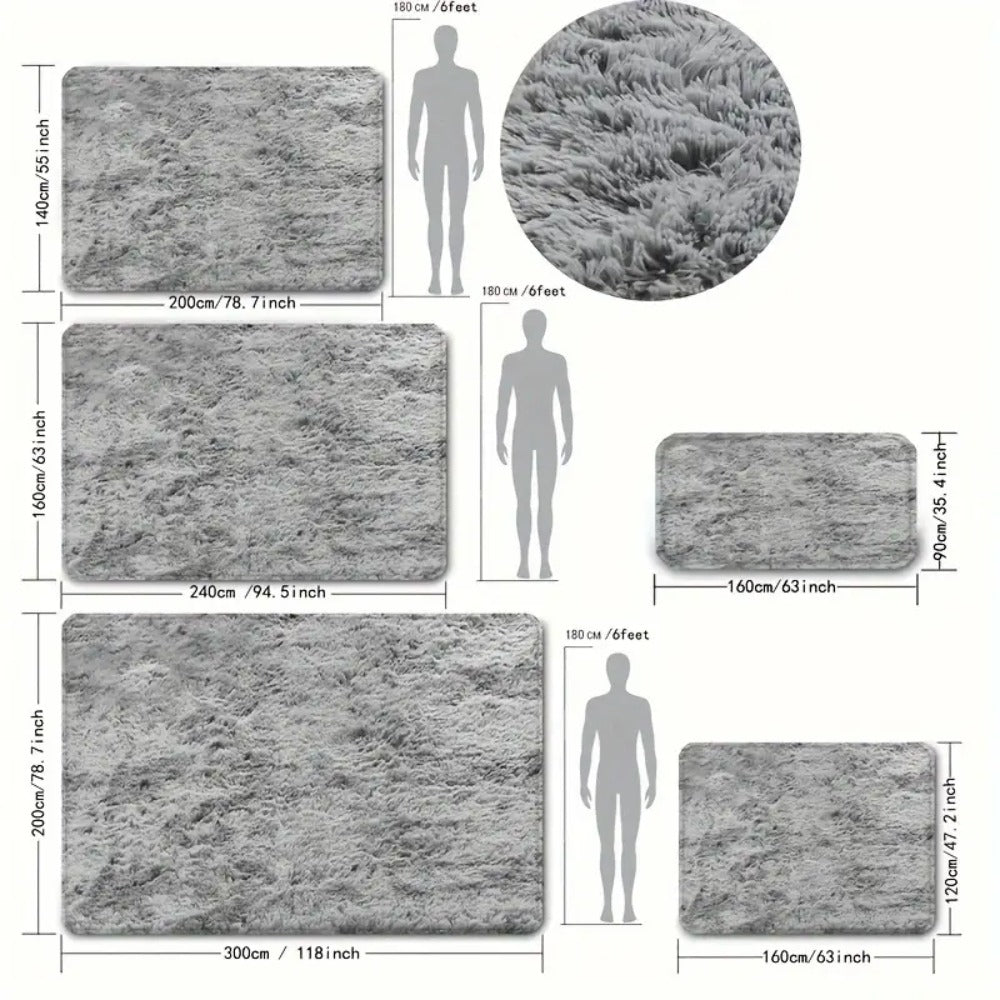 Shaggy Area Rug Soft Plush Fuzzy Carpet Non-Slip Tie-Dye Design for Bedroom Living Room Nursery Dorm — Pet Friendly Machine Washable Multiple Sizes & Colors