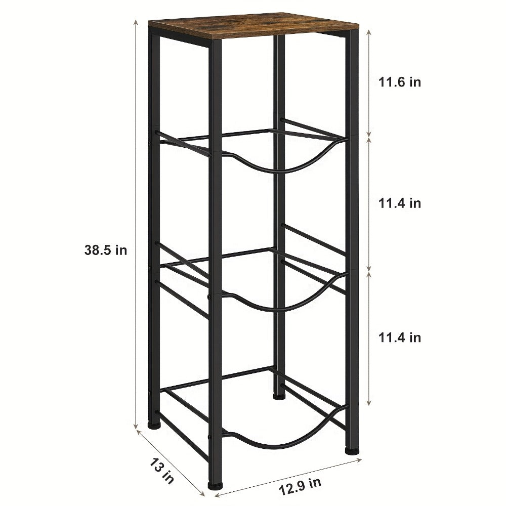 Water Jug Storage Organizer 3-Tier Black Rack for 5-Gallon Bottles in Kitchen, Office or Living Room