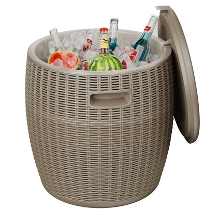 Insulated Ice Bucket with Drain Plug - Large Capacity Food-Grade Plastic Cooler for Parties, Camping, BBQ & Outdoor Events