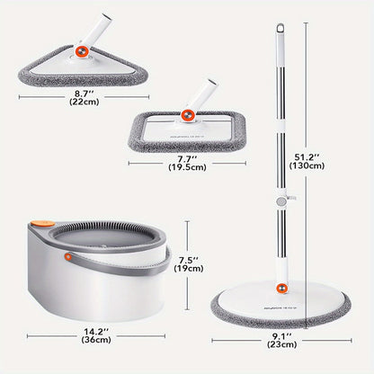Spin Mop and Bucket Set with Separate Water Chambers, Telescoping Handle and Two Exact Mop Head Configurations