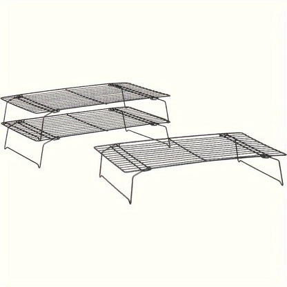 Cooling Rack for Baking Set of 3 Collapsible Stackable Wire Rack Oven Safe Stainless Steel Cookie Cooling Rack Kitchen Baking Rack for Cake Bread Cookies Roasting Air Frying