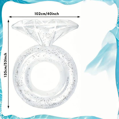 Giant Engagement Ring Pool Float 49×31 Inch Inflatable Diamond Ring Floatie for Bachelorette Party Bridal Shower Wedding Pool Decoration Adults Gold White Pink