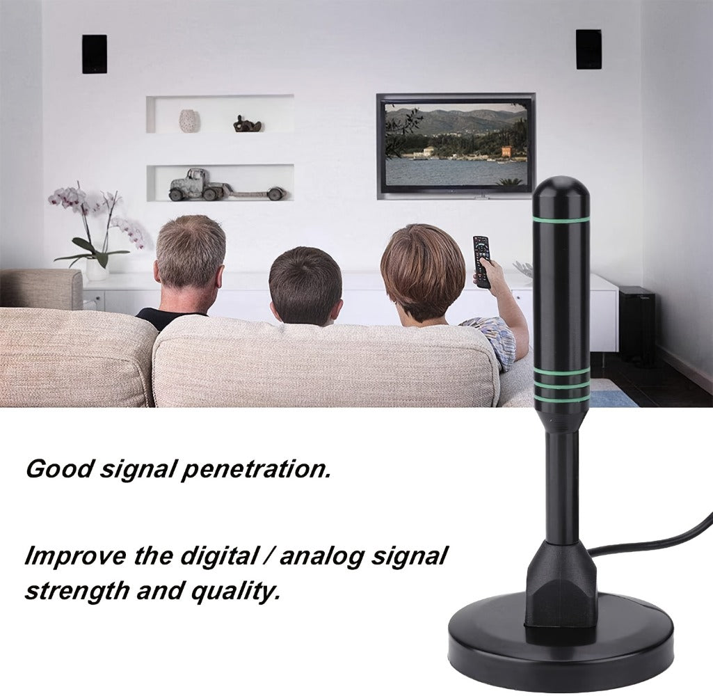 Smart IC Chip TV Antenna with Signal Booster – 4K Ultra HD & 1080P, Omnidirectional Indoor & Outdoor, Weather Resistant, 10FT Coax Cable, Free Local Channels, Works with All Smart TVs & Legacy TVs