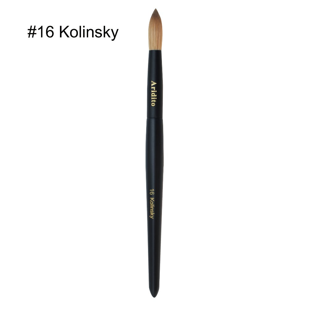 Kolinsky Nail Brush Round Head for Acrylic Extensions – Professional Black Wooden Handle Nail Art Brush with Genuine Kolinsky Hair Bristles, Sizes #8 #10 #12 #14 #16 #18 for Salon & Home Manicure Women