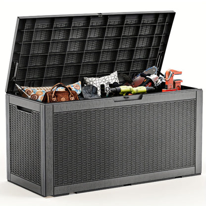 Large Resin Deck Box Lockable Outdoor Storage 80/100 Gallon – 345L UV Protected Weatherproof Patio Storage Box | Sit-On Lid Deck Storage Chest for Pool Accessories, Garden Tools & Outdoor Gear