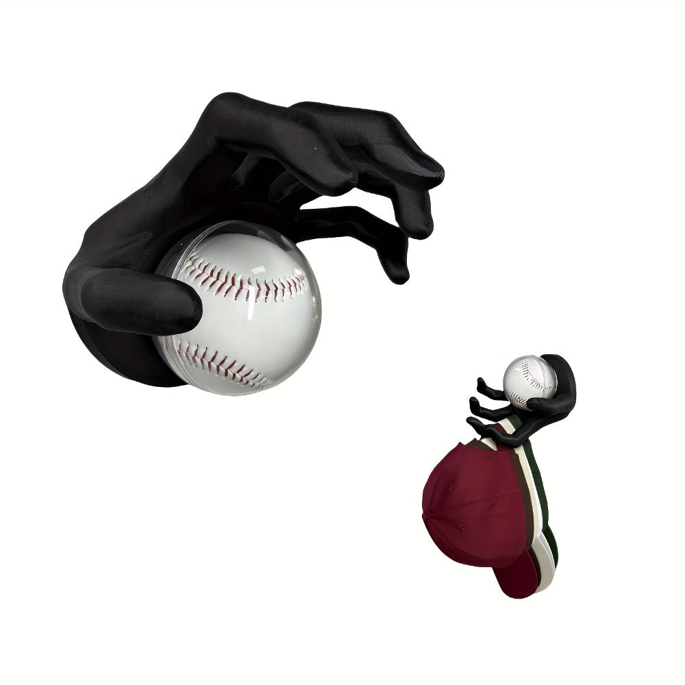 Wall Mounted Hand Shape Sports Ball Display Shelf - Decorative Storage Organizer for Laundry Rooms, Closets and Home Organization