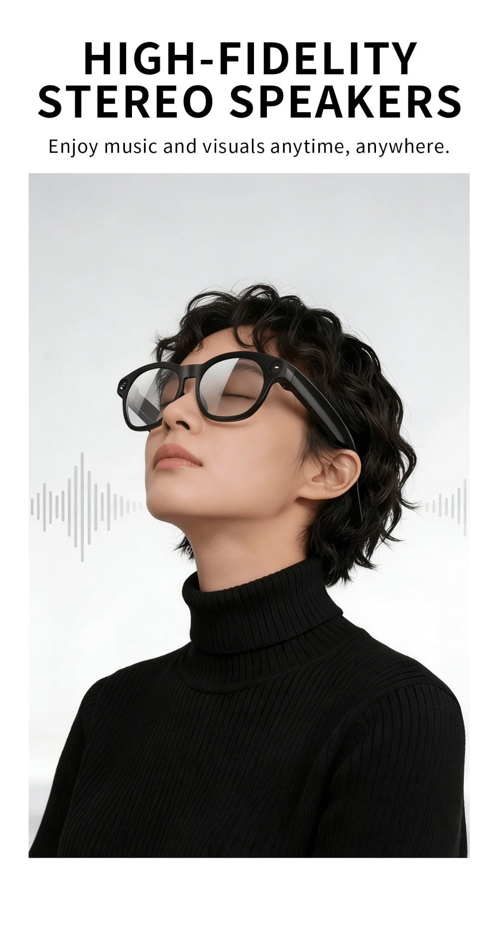 Smart Glasses 8MP Camera Eyewear with Translation, Object Recognition, Touch Control and Bluetooth Audio