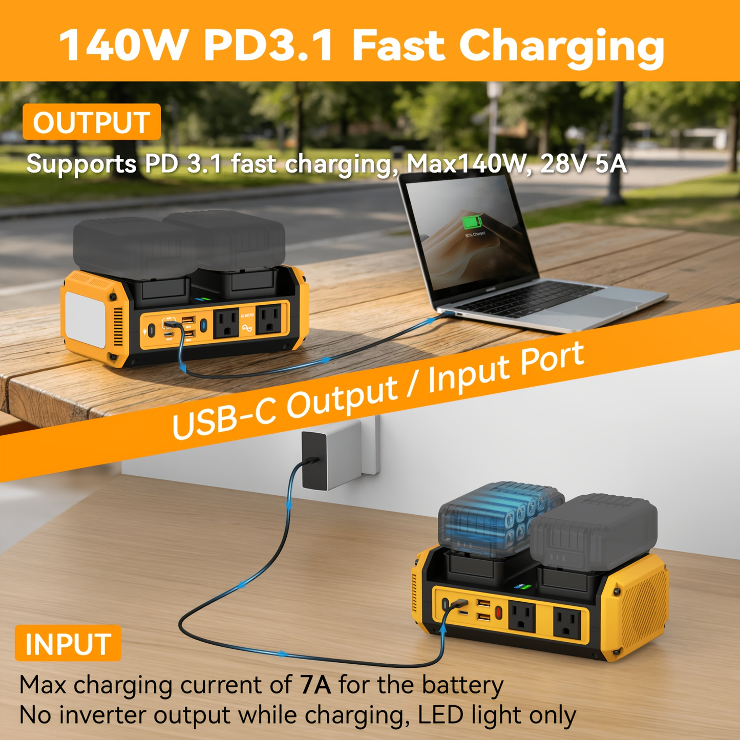 HASEED 350W Pure Sine Wave Power Inverter For DeWalt 20V Battery, 120V AC, 140W PD Fast Charging, Portable Power Station For Camping, Emergency, Outdoor (No Battery)