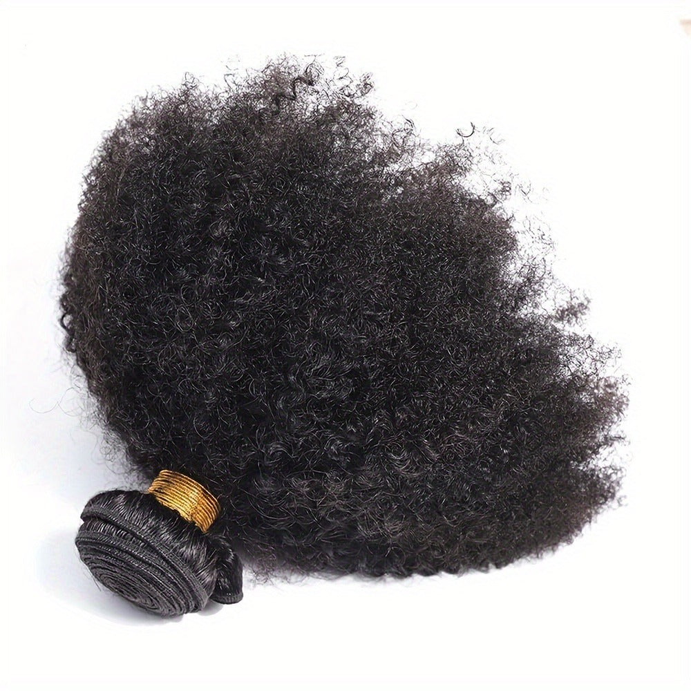Hair Extensions Kinky-Curly Mongolian Human Hair Bundle in Natural Black with Six Length Options from 8 to 18 Inches