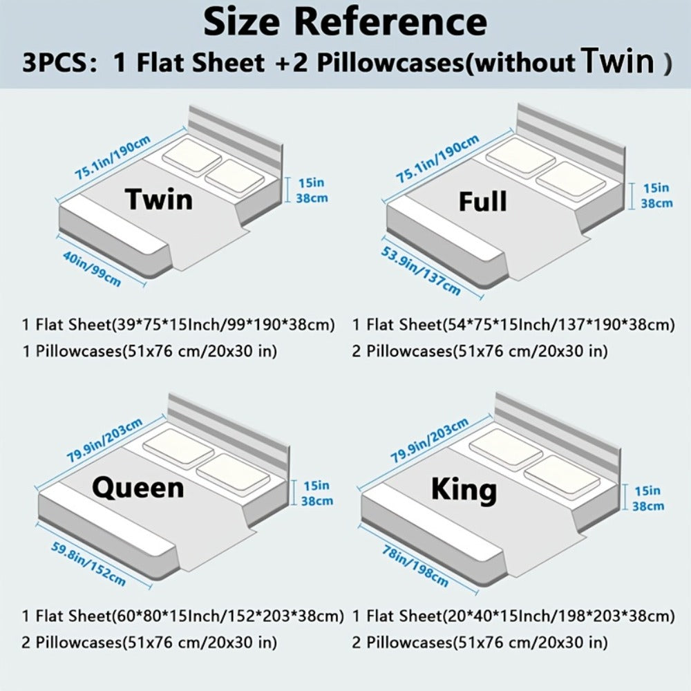Satin-Style Fitted Sheet Set with Pillowcases in Eight Colors and Twin, Full, Queen or King Sizes