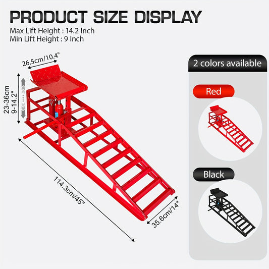 Hydraulic Car Ramps 2-Pack 11050 LBS 5T - Heavy Duty Iron Vehicle Lift Ramp 9"-14.2" for Oil Changes, Jack Support & Auto Maintenance