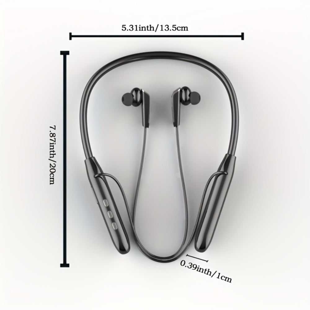 Neckband Sport Bluetooth Earphones Wireless In-Ear Flexible Neckband Extra Long Battery Life LED Display Running Gym Workout Calls Gaming Outdoor Activities Black