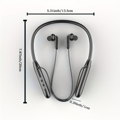 Neckband Sport Bluetooth Earphones Wireless In-Ear Flexible Neckband Extra Long Battery Life LED Display Running Gym Workout Calls Gaming Outdoor Activities Black