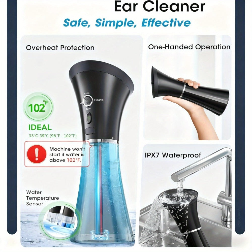 Electric Ear Irrigation Kit with Four Modes, Dual-Tank Layout, Temperature Indicator and Six Nozzle Tips