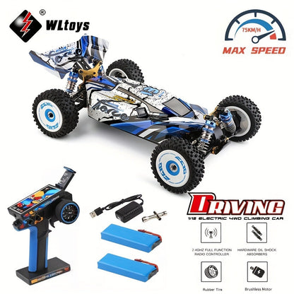 Remote Control Car, Wltoys 124017 Brushless 4WD Off-Road Racer with 75KM/H Source Speed and Two 7.4V 2200mAh Batteries