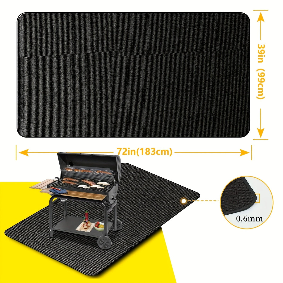 Grill Mat Fire Resistant BBQ Pad, Oversized Under Grill Mat 2000°F Heat Resistant, Oil-Resistant Deck Protector for Outdoor Grilling