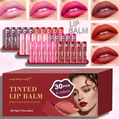 Tinted Lip Balm Set 30 Pieces Moisturizing Lip Gloss Gift Collection Hydrating Sheer Color Luminous Shiny Finish Bulk Lip Care Set for Women Daily Wear Birthday Holiday Bridal Gifting