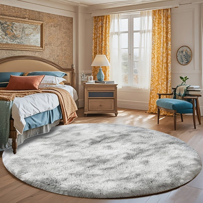Area Rug Fluffy Faux-Fur Shag in Solid, Tie-Dye and Ombre Colors with Six Retained Room Sizes
