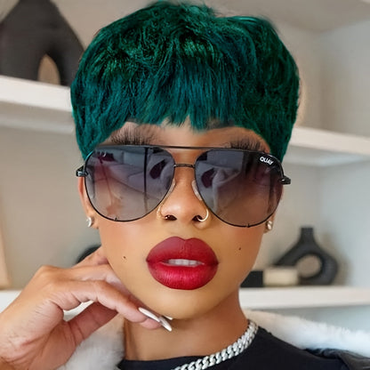 Synthetic Wig 4-Inch Wavy Pixie with Bangs in Eight Retained Color Codes for Costume Styling