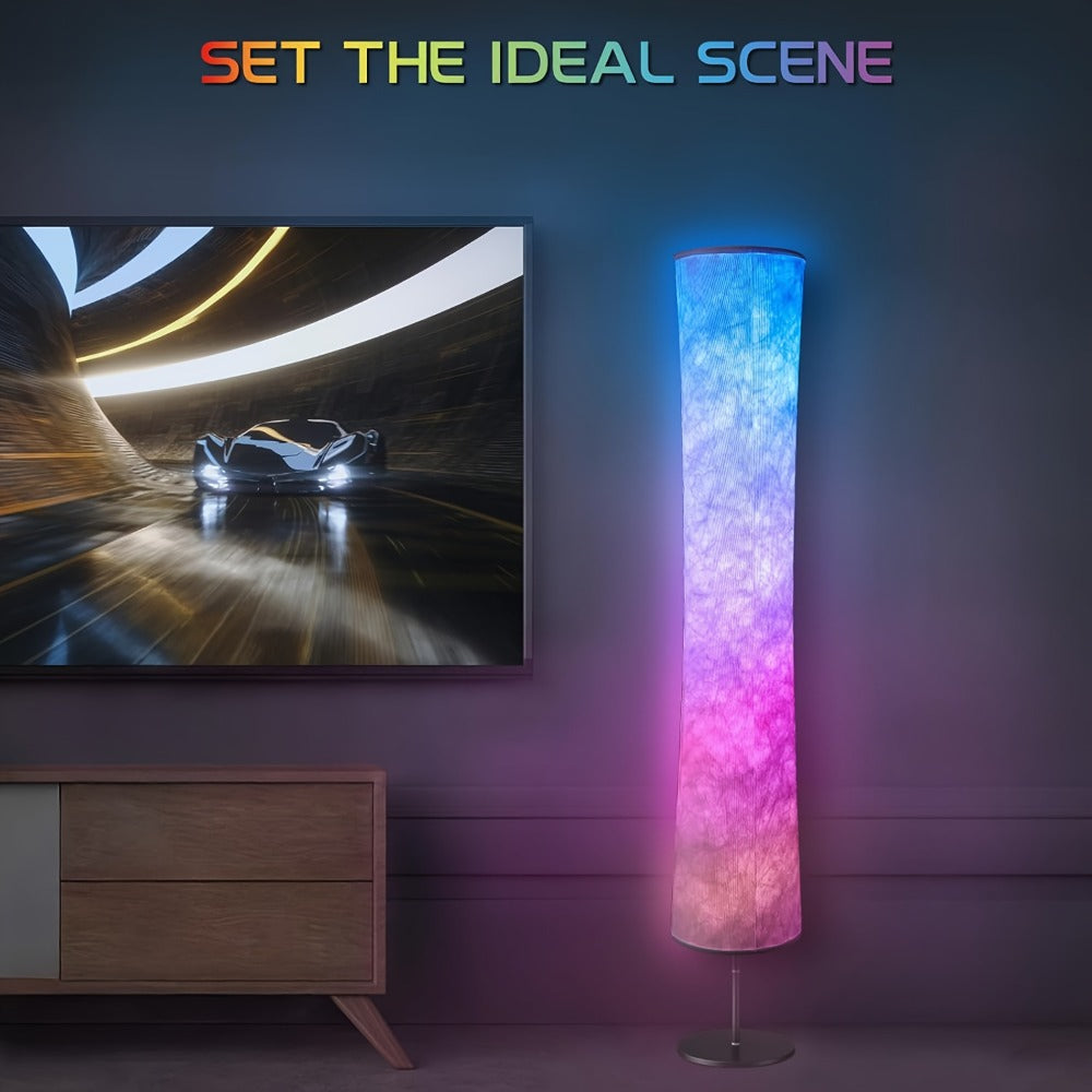 RGB Color Changing Floor Lamp 60 Inch – Fabric Shade Standing Lamp with 16 Million Colors, App & Remote Control, Music Sync, Adjustable Brightness for Living Room Bedroom Party Decor (1pc / 2pcs)