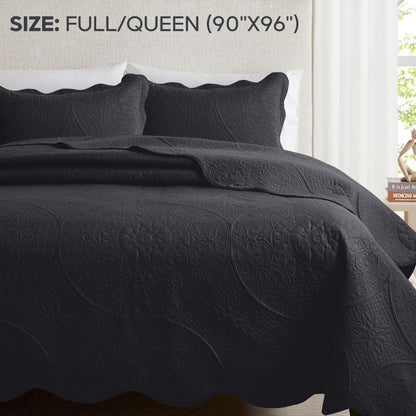 Quilted Bedspread Set 3 Piece – Soft Floral Coverlet with Pillow Shams, Lightweight Breathable Quilt for Bedroom & Guest Room, All Season Bed Cover