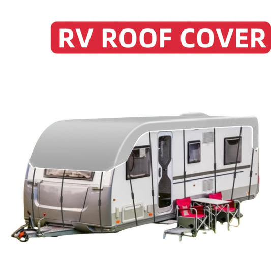 RV Cover Waterproof Heavy Duty Oxford Fabric Sunshade Anti-Falling Leaves Foldable Motorhome Caravan Trailer Protection Cover Multiple Sizes Black Grayish-White 16FT to 41FT