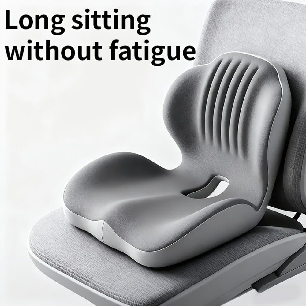 Memory Foam Seat Cushion Ergonomic with Back Support & Breathable Hollow Design – Comfortable Chair Pad for Office, Car Seat & Long Sitting, Unisex Gift