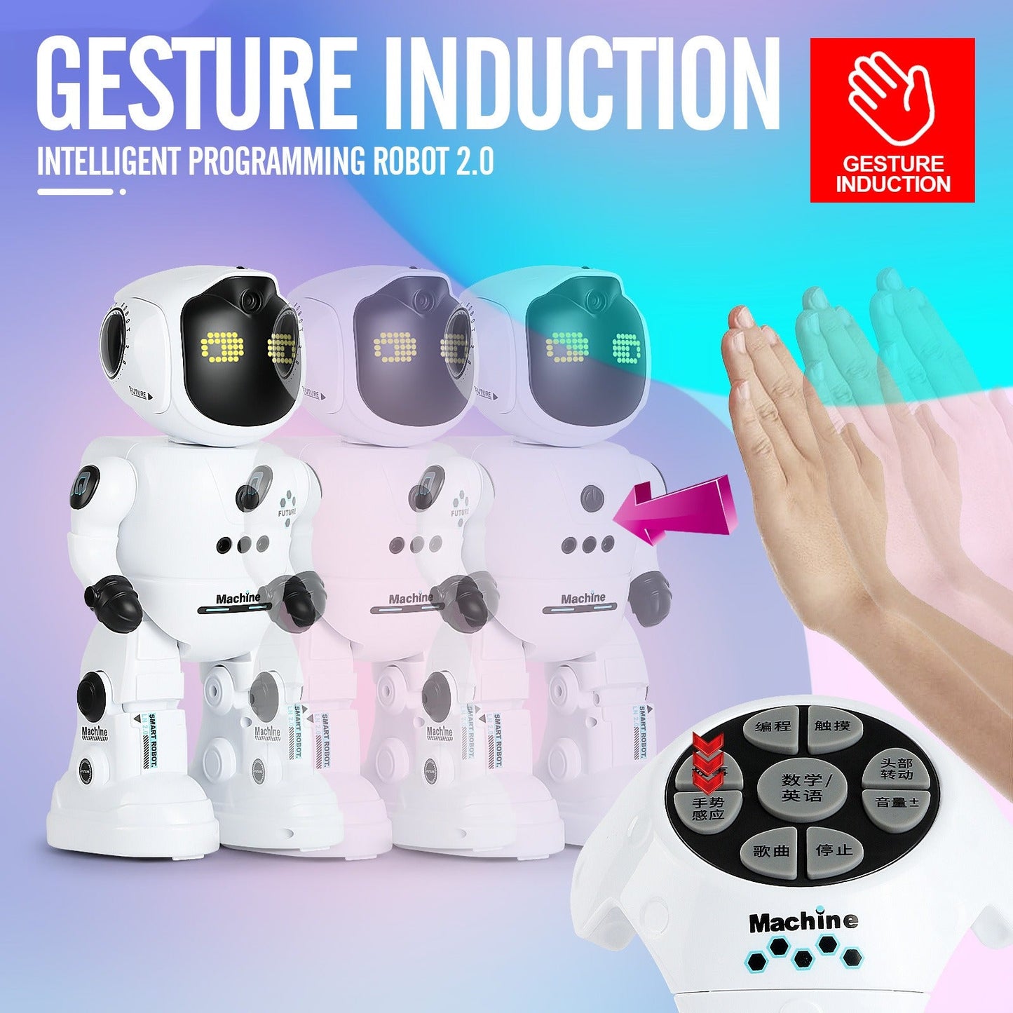 Gesture Control RC Robot Toy for Kids – Voice Recording, Programming, EMO LED Infrared Intelligent Interactive Robot, STEM Gift for Boys Girls Ages 6 7 8 9 10, Birthday Christmas (Green/Blue/Yellow)