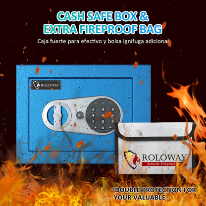 Home Security Safe Box with Sensor Light & Fireproof Bag – Digital Keypad Lock Box with Backup Keys for Cash, Jewelry & Valuables – Wall, Floor & Closet Mountable Safe (Multiple Sizes & Colors)